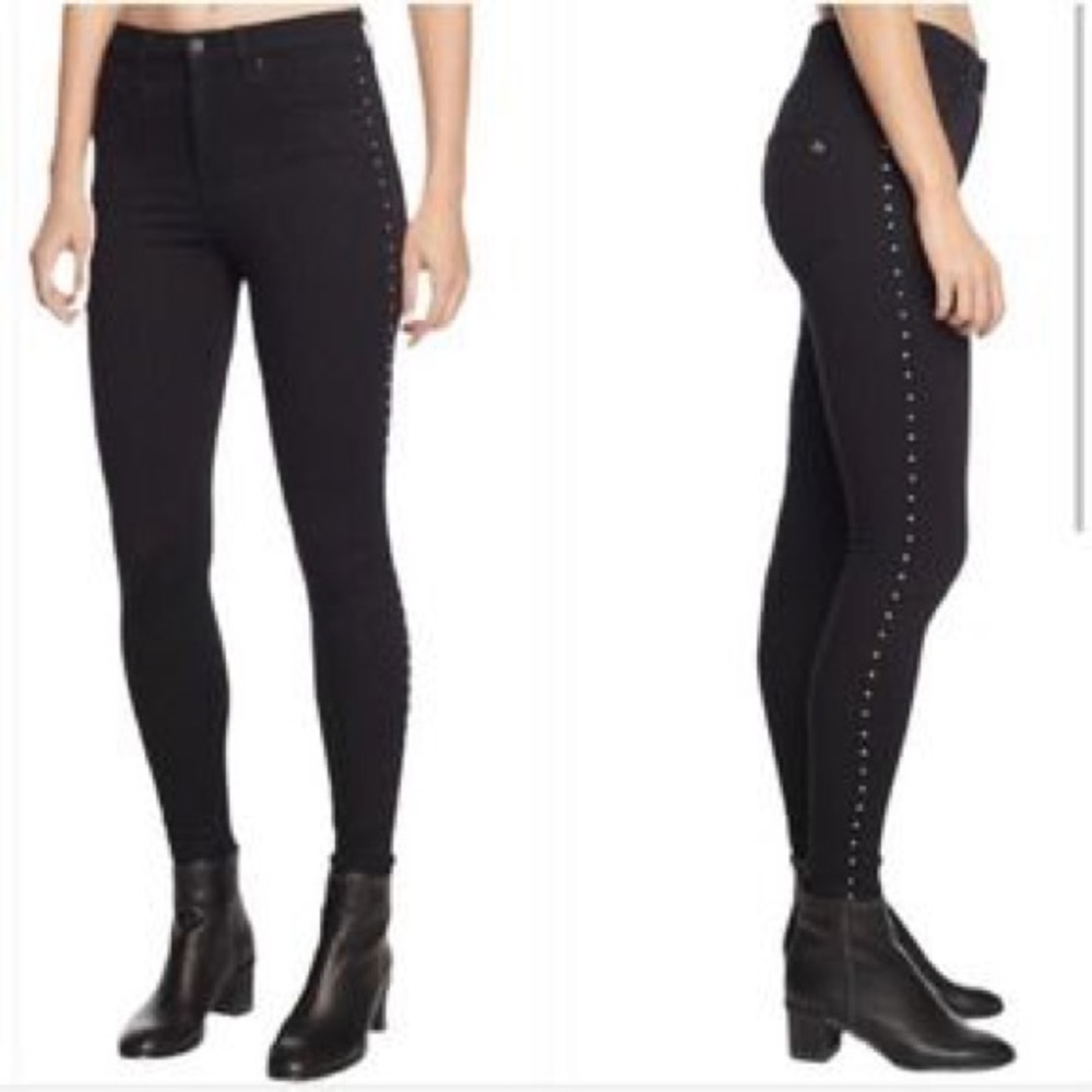 Rag and Bone Studded Side Black Skinny Jeans